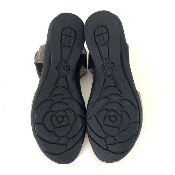 MEPHISTO Pattie Sandal Embossed Leather Ankle Strap Open Toe Gray Taupe 8 38 - Picture 8 of 10